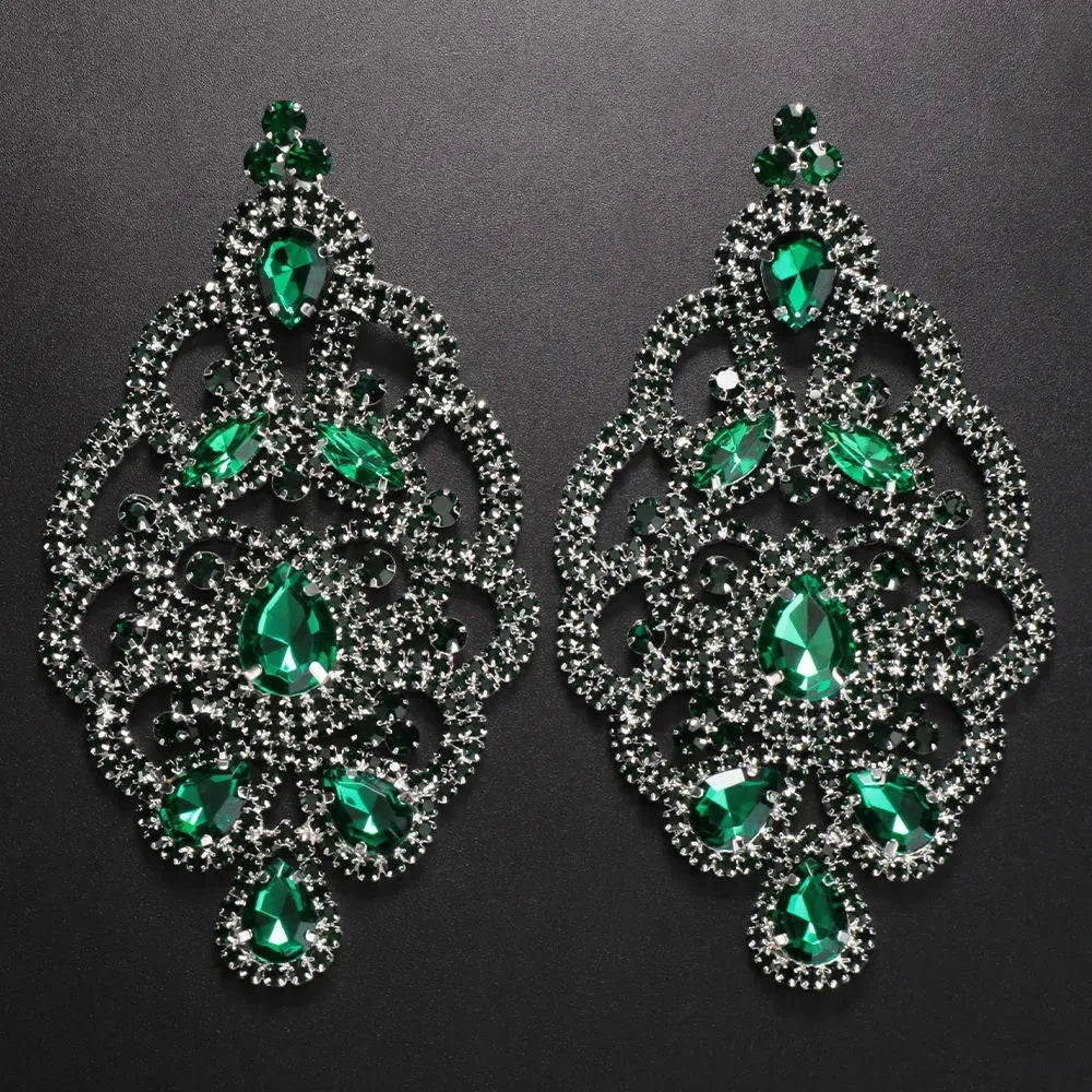 Exaggerated Colorful Rhinestone Drop Earrings