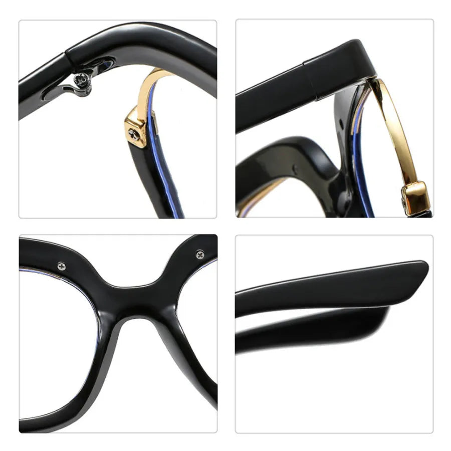 Fashion Retro Round Anti Blue Light Women Glasses Vintage Oversized Frame Clear Computer Eyeglasses Ins TrendLadies Reading