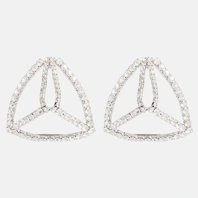 Rhinestone Triangle Dangle Earrings