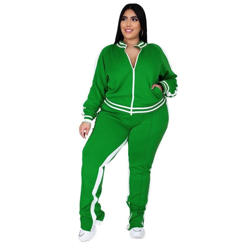 Plus Size Two Piece Set Women Jogger