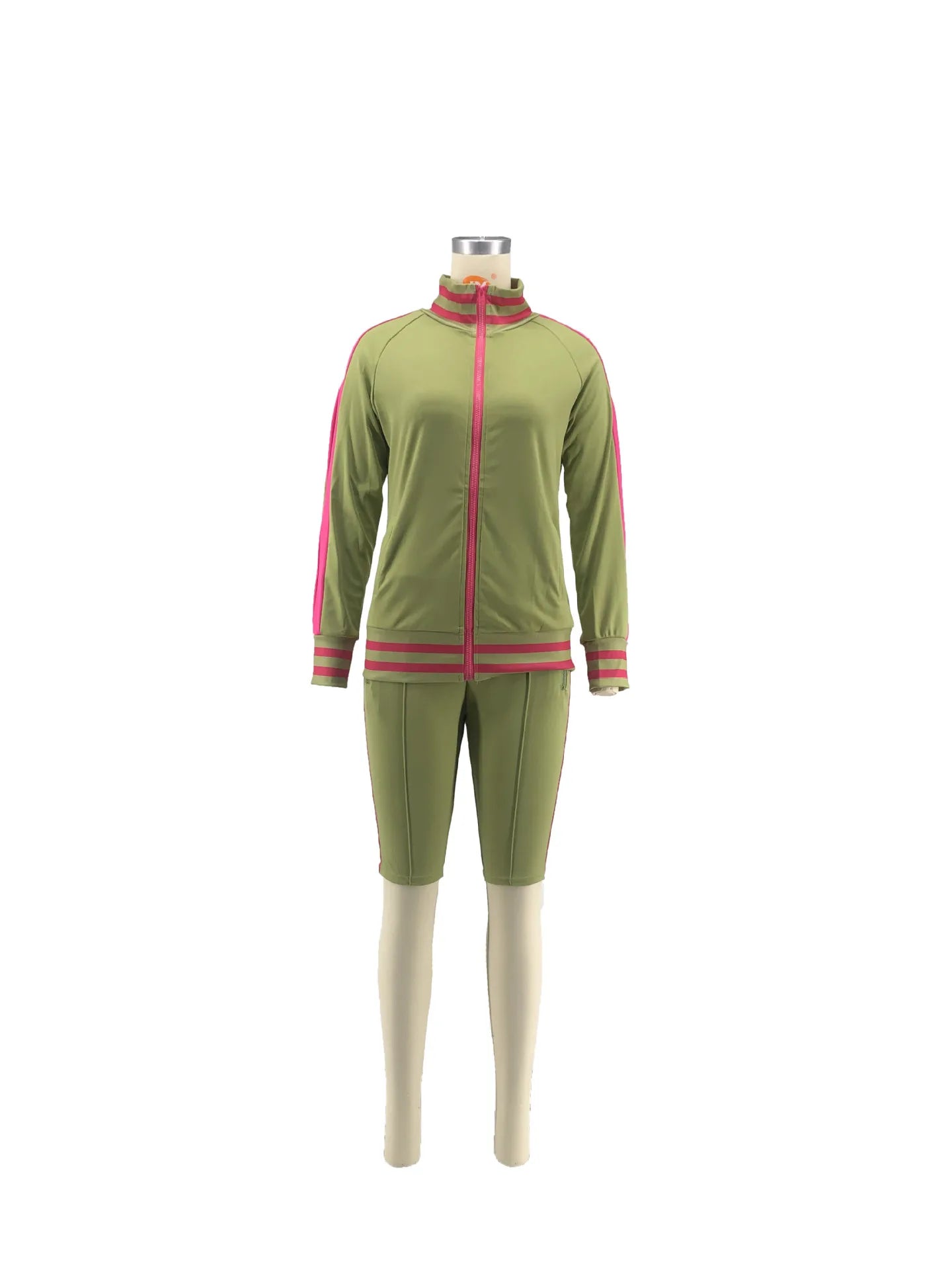 Women Sport 2 Piece Shorts OutfitsJogging Suits Cold Shoulder Zipper Jacket