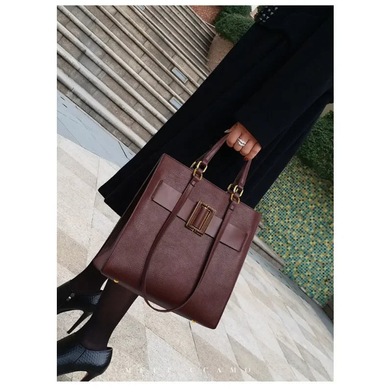 Vertical Square Shoulder Handbag with Large Capacity