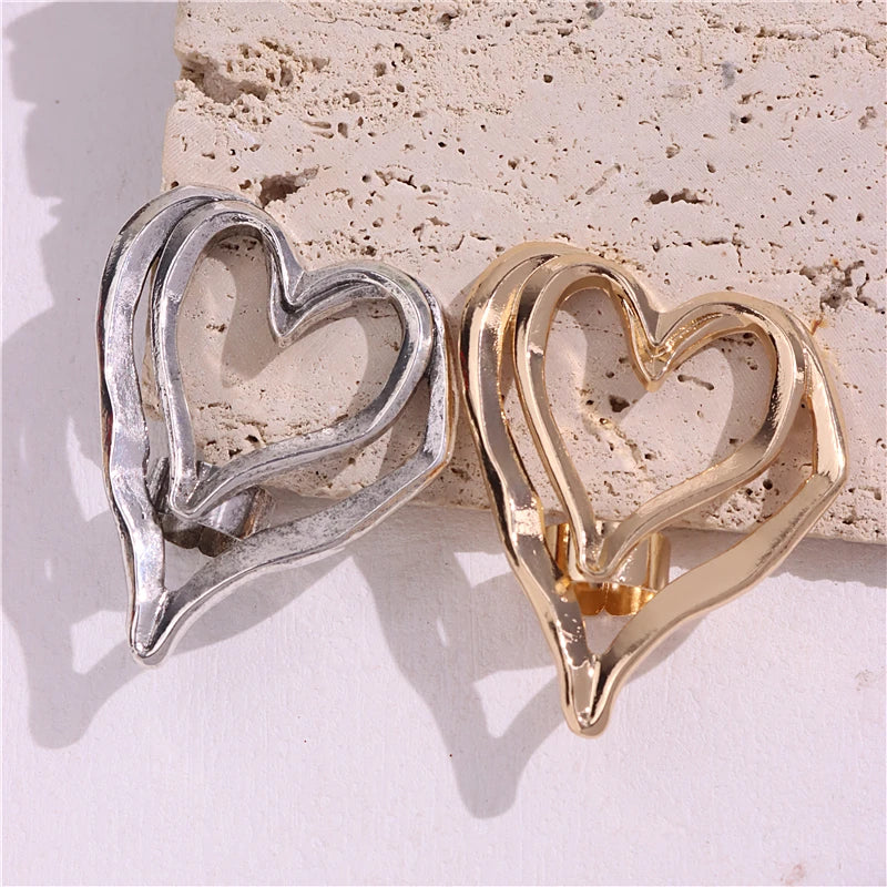 Exaggerated Large Heart Flower Rings Irregular Vintage