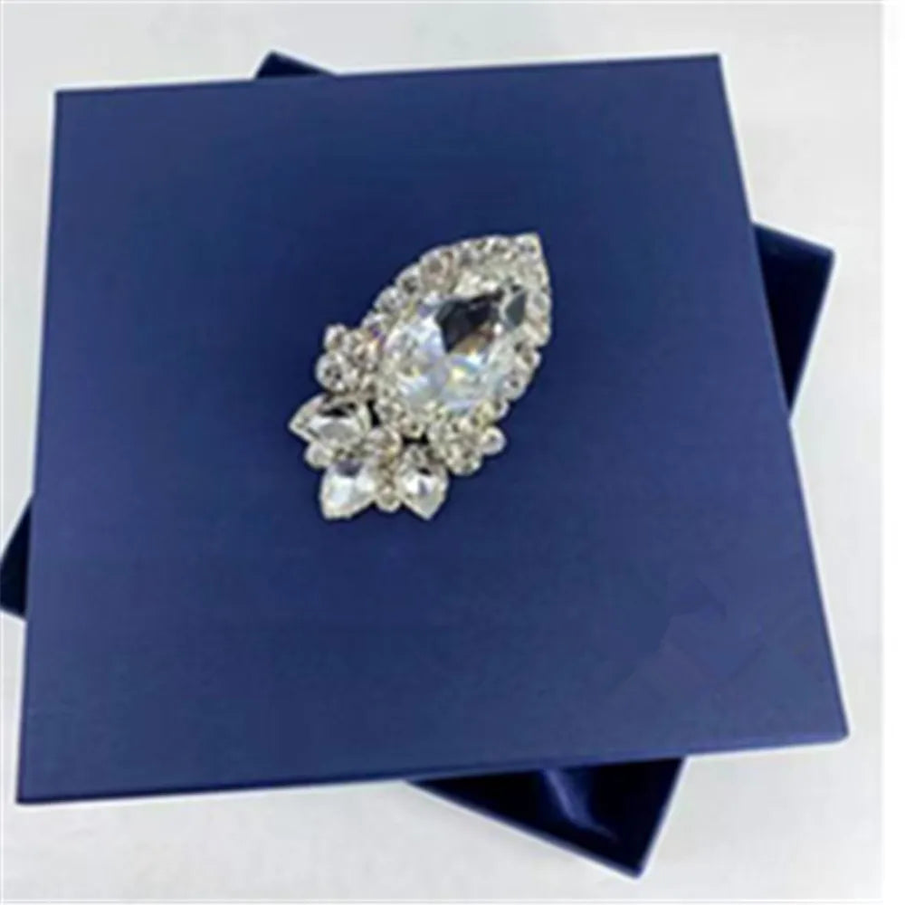 Shiny Crystal Oversized Water Drop Finger Ring
