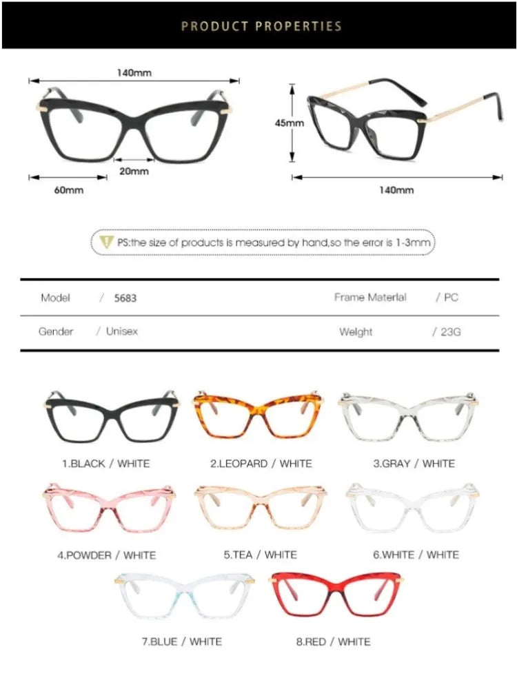 New Sexy Cat Eye Glasses Women Transparent Eyewear Brand Designer Vintage Clear Eyeglasses Optical Frame Oculos