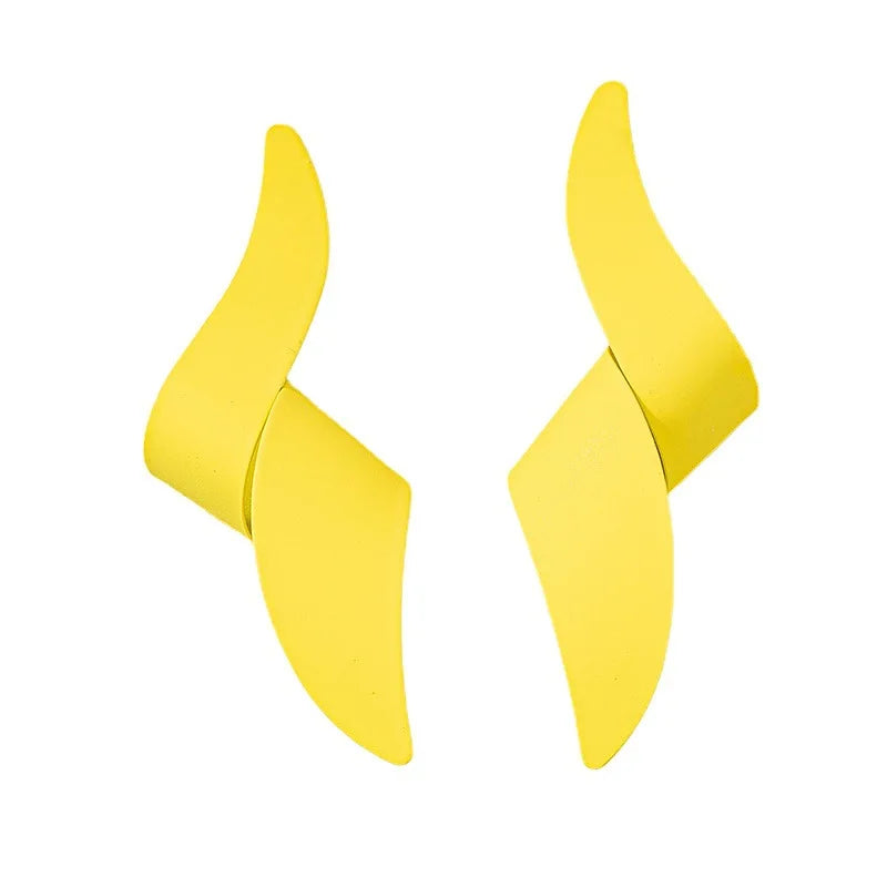 Twist Drop Earrings Design Big Metal Yellow