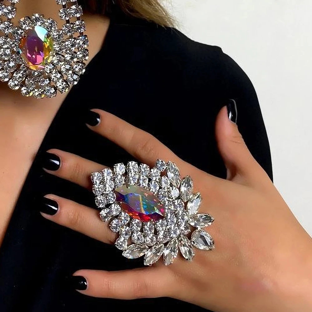 Geometry Rhinestone Horse Eye Ring