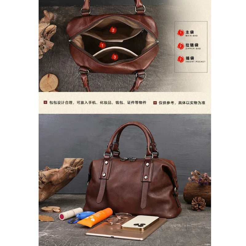 Vintage Genuine Leather Women's Tote Handbag