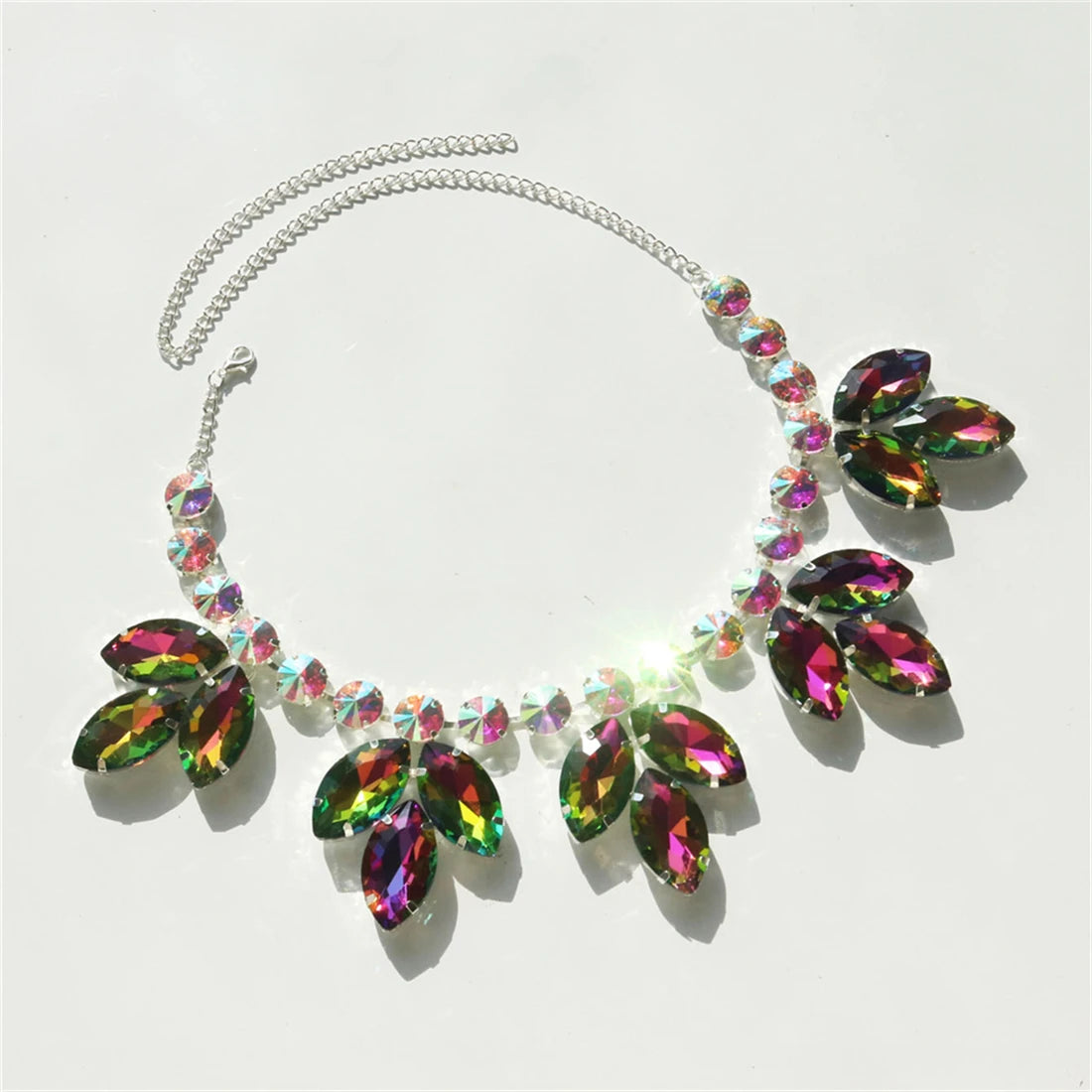 Mixed Color Rhinestone Crystal Necklace For Women Luxury Fashion Water Drop Choker Necklaces For Party Wedding Bridal Jewelry