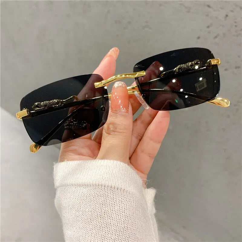 Vintage Sunglasses Rimless Cut Edge Sunglasses