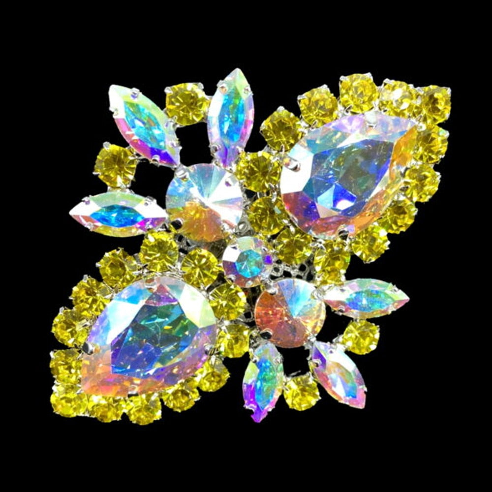 Luxury Purple Rhinestone Exaggerated Crystal Finger Ring Adjustable Jewelry
