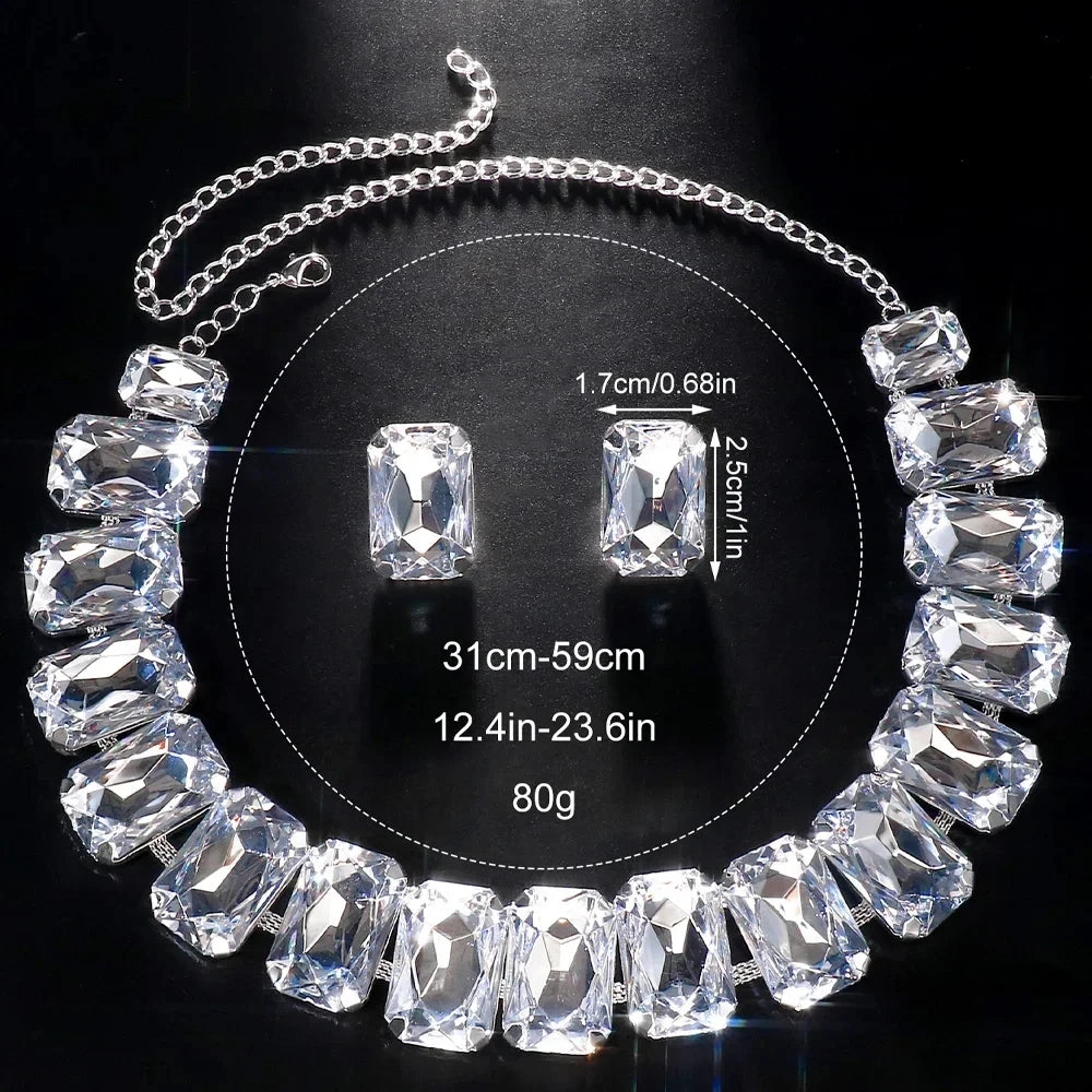 Stonefans Bride Crystal Necklace Earrings Set