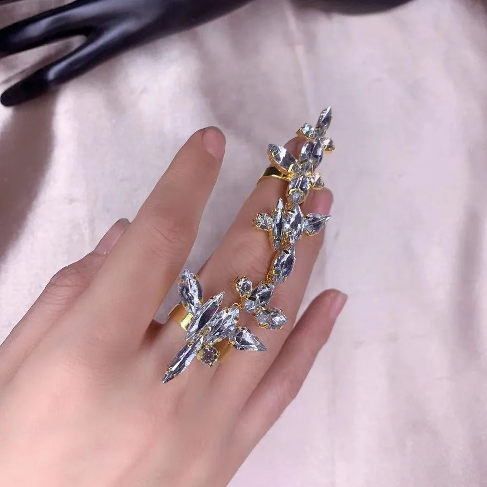 Handmade Crystal Adjustable Statement Rings 3PCS