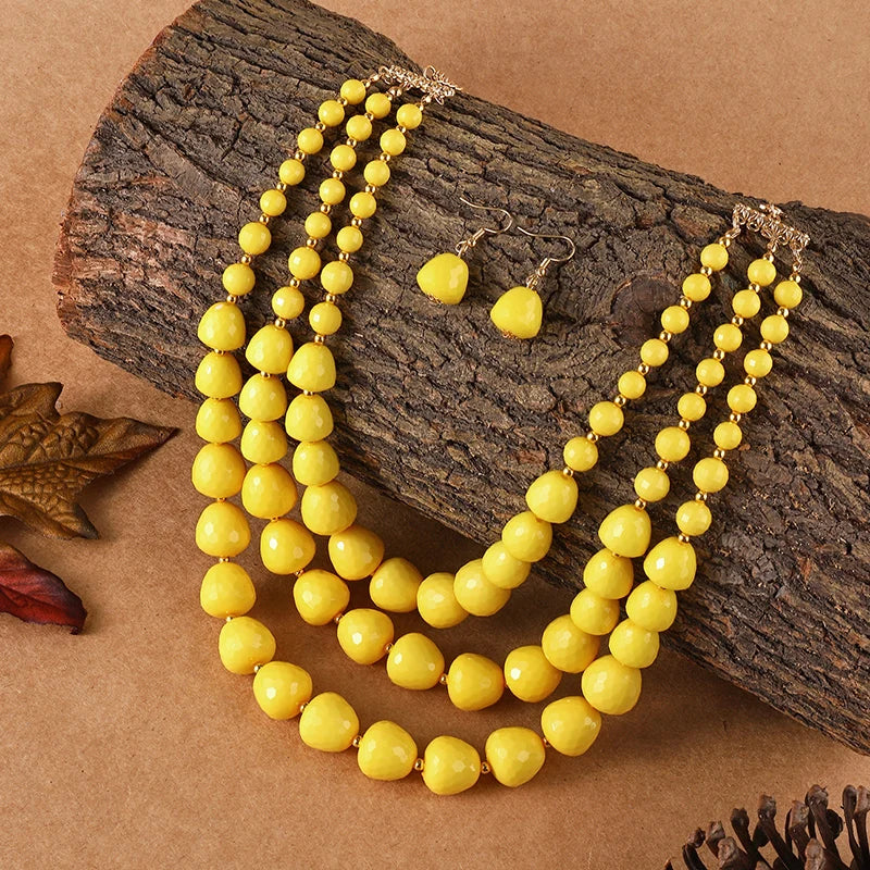 Three Layer Necklace Jewelry Set