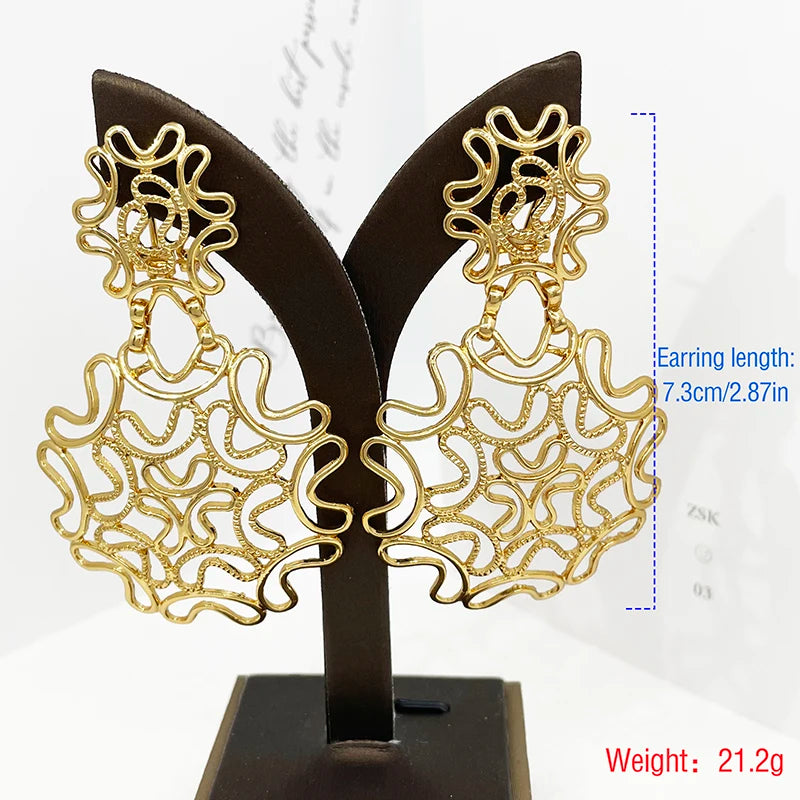 Vintage Two Tone Big Drop Earrings