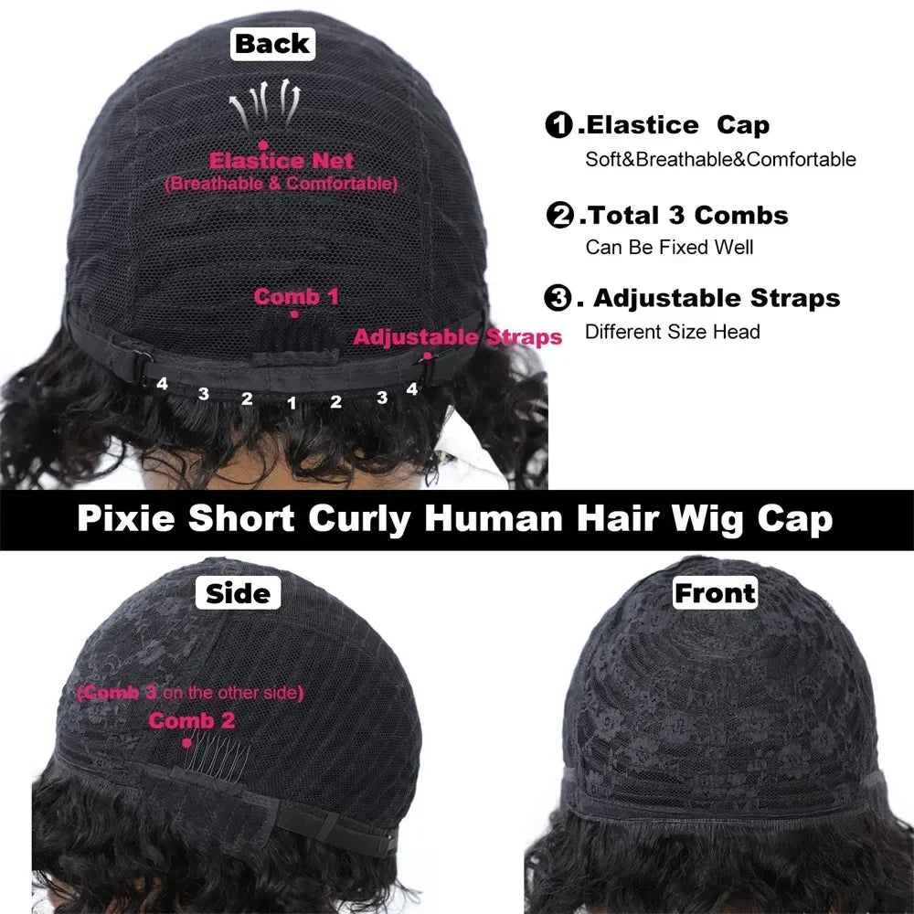 Bob Wig with Bangs Afro Bouncey Kinky Curls Brazilian Virgin Human Hair Glueless