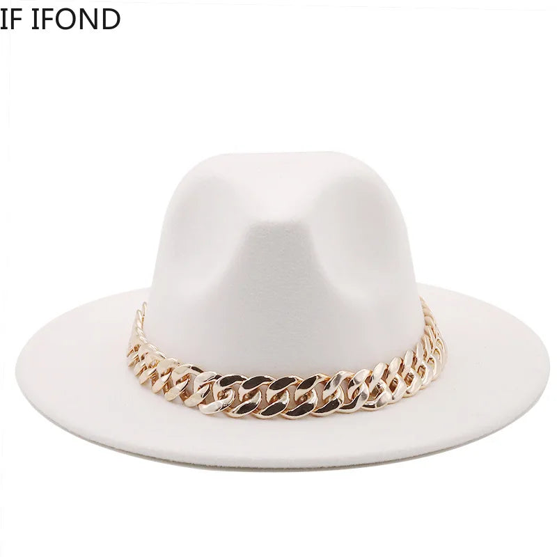 Jazzy Fedora Hats With Oversized Chain Accessory Bag One or Two Piecies