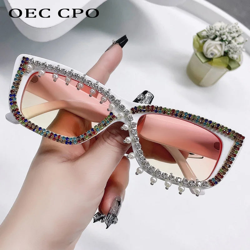 Diamonds Rectangle Sunglasses Women Sexy Trends Luxury Rhinestone Sun Glasses Ladies Fashion Shades UV400 Eyewear De Sol Oculos