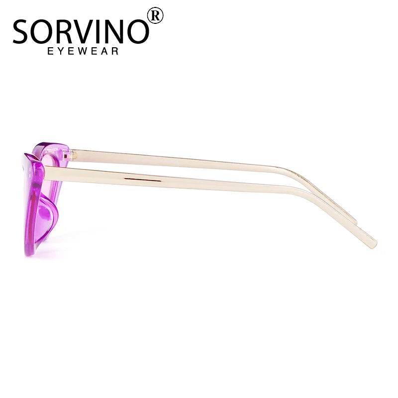 SORVINO Vintage Purple Cat Eye Sunglasses Women Designer Retro Triangle Cateye Men Sun Glasses Translucent Shades Oculos UV400