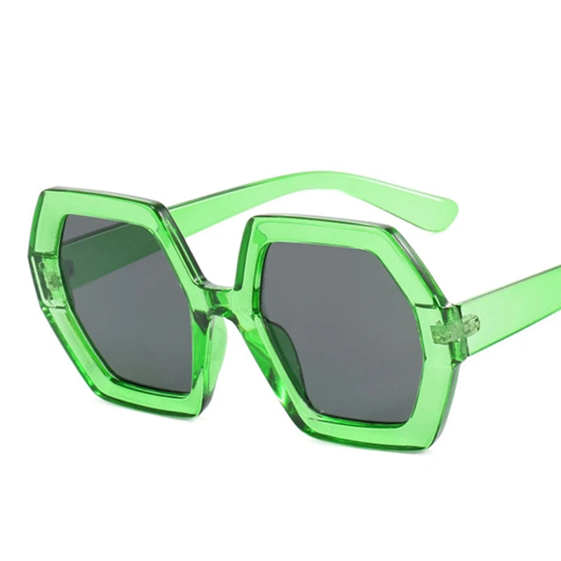 Square Irregular Sunglasses Women Oversized Polygon Luxury Yellow Shades