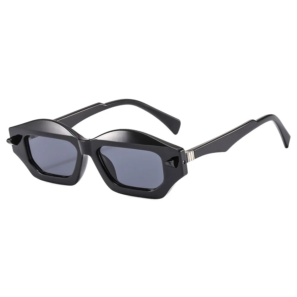 Unique Polygon Cat Eye Sunglasses Women Double Color Shades Retro Brand Designe Men Trending Rivets Gradient Sun Glasses UV400