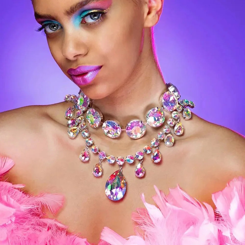 Crystal Water Drop Statement Necklace