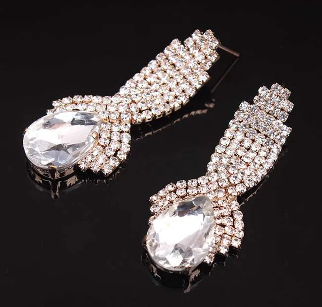 European and American Crystal Big Gemstone Earrings Fashion Temperament Earrings Exaggerated Women's EarringsEuropean and Americ