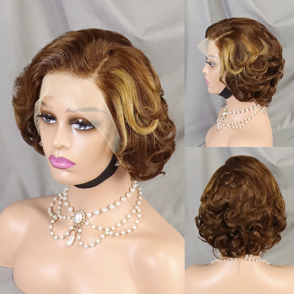 Pixie Cut Wig Short Bob Human Hair 13x4 Lace Frontal Human Hair Wig
