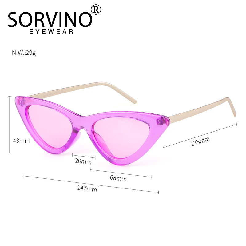 SORVINO Vintage Purple Cat Eye Sunglasses Women Designer Retro Triangle Cateye Men Sun Glasses Translucent Shades Oculos UV400