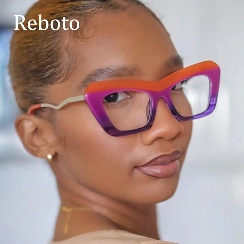 Vintage Big Cat Eye Glasses Frames For Women Fashion Oversized Square Retro Clear Lens Optical Eyeglasses Frame Ladies Spectacle