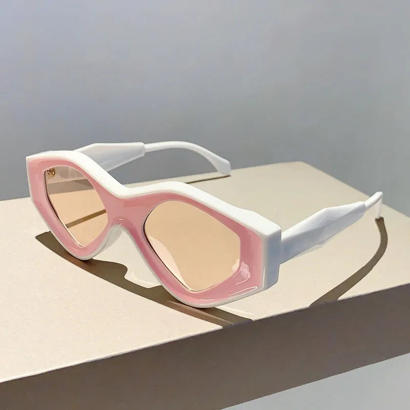 KAMMPT New Polygon Sunglasses Men Stylish Vintage Candy Color Eyewear Women 2023 Trendy Retro Luxury Brand Designer UV400 Shades