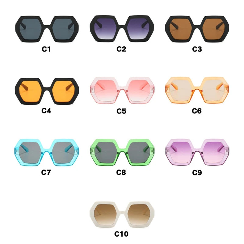 Square Irregular Sunglasses Women Oversized Polygon Luxury Yellow Shades