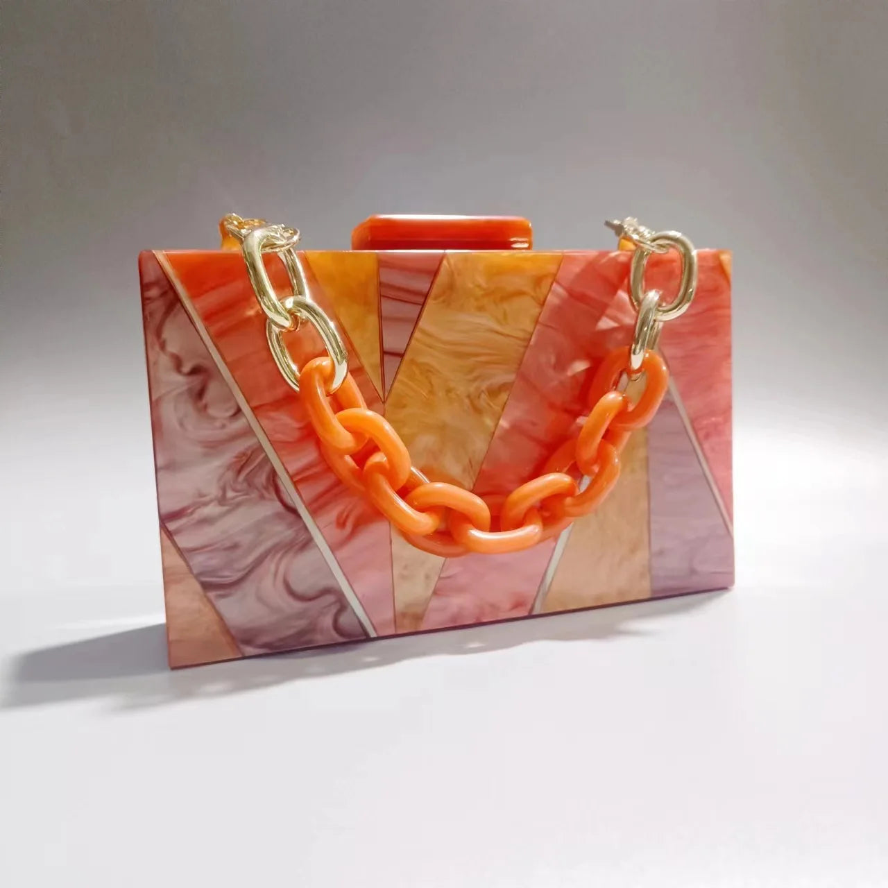 Evening Bright Orange Striped Acrylic