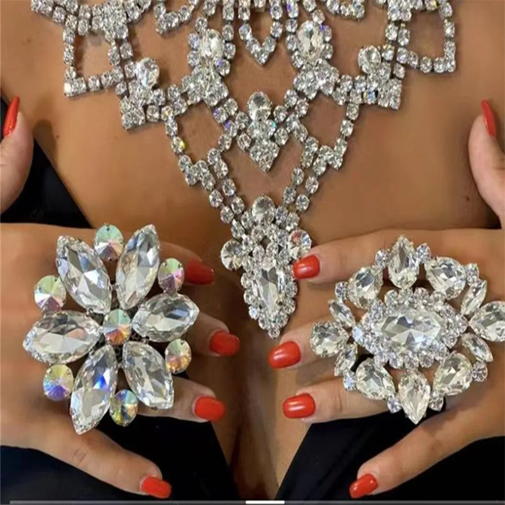 Rhinestone Water Drop Finger Rings