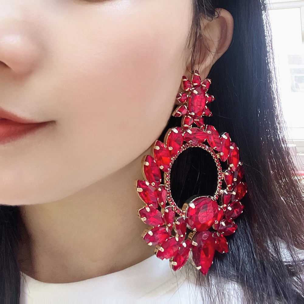 Statement Earrings Oversize Round Bright Dangle