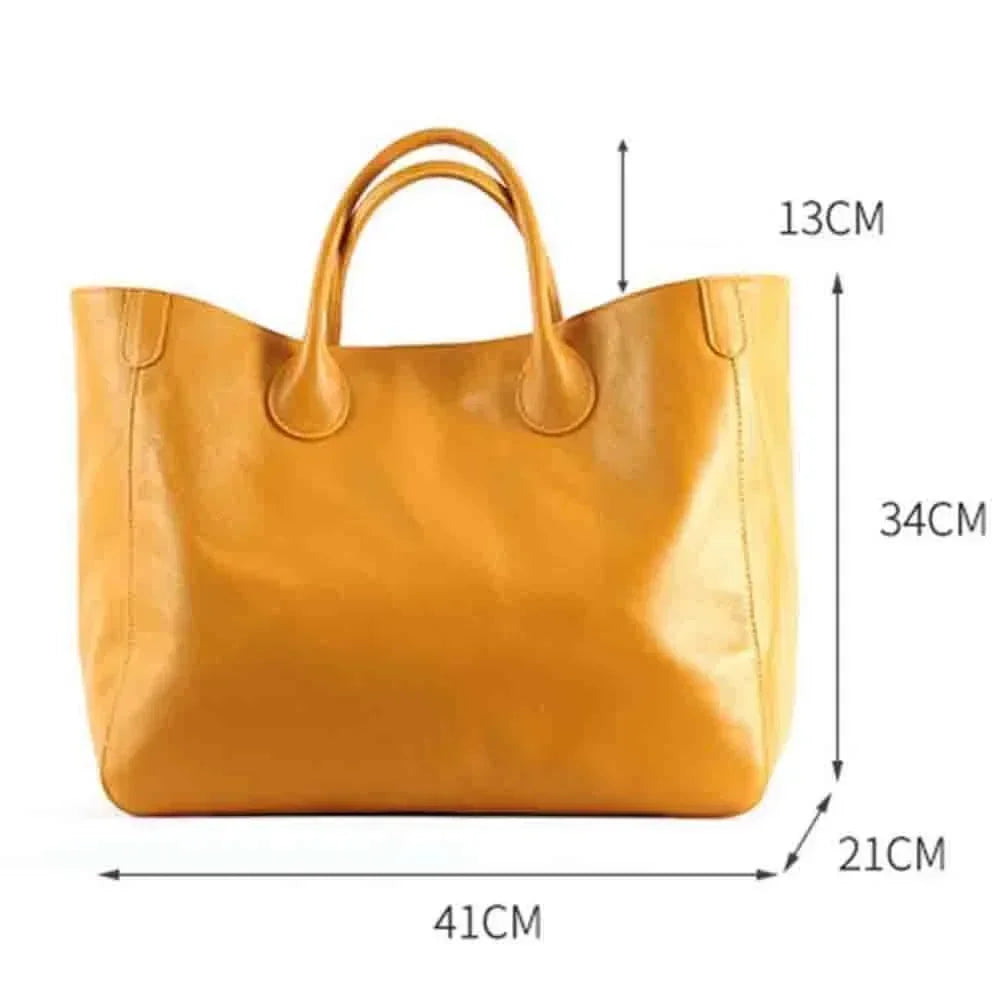 Genuine Leather Bucket Tote