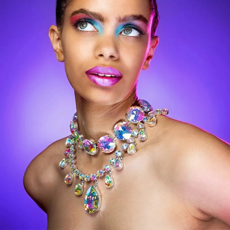 Crystal Water Drop Statement Necklace