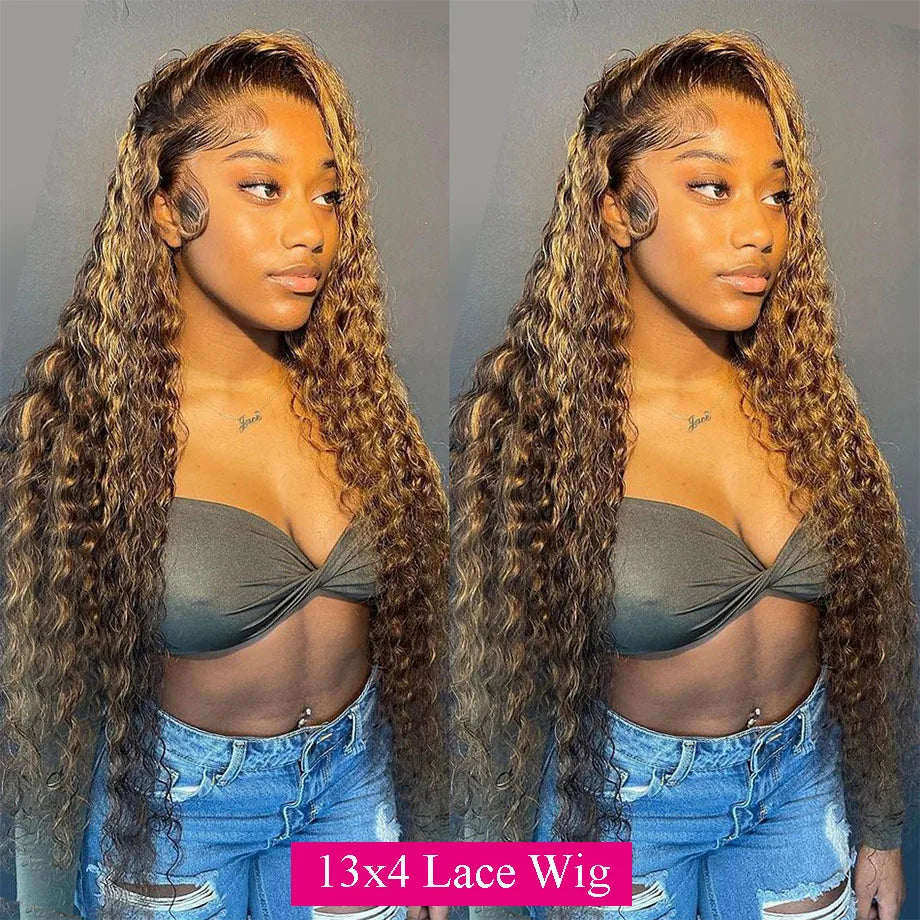 Highlight Wig Human Hair Ombre HD Lace Wig 13x6 Deep Wave Frontal Wig