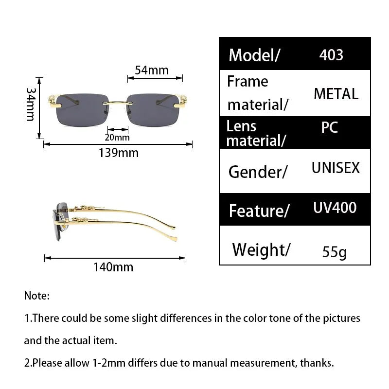 Vintage Sunglasses Rimless Cut Edge Sunglasses