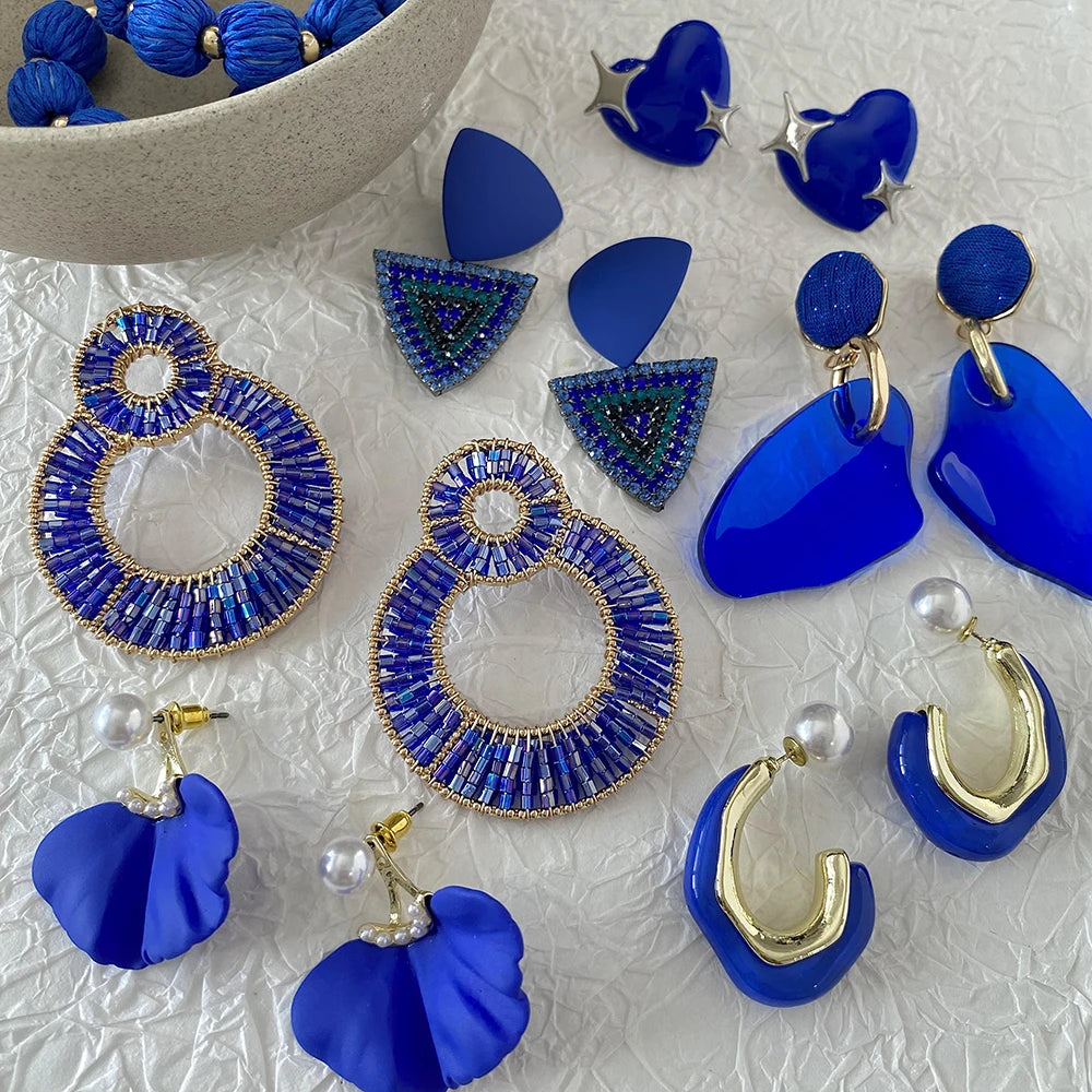Blue Statement Earrings
