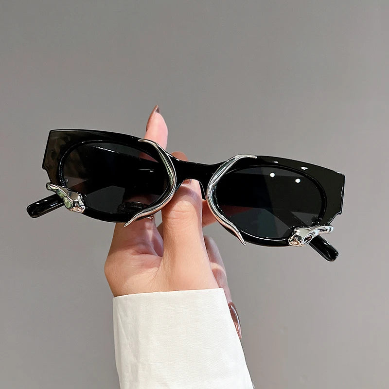 KAMMPT New in Cat Eye Women Sunglasses Fashion Snake Wrapped Round Vintage Shades Eyewear Luxury Brand Design UV400 Sun Glasses
