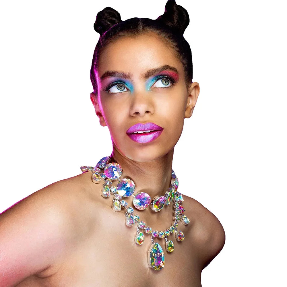 Crystal Water Drop Statement Necklace