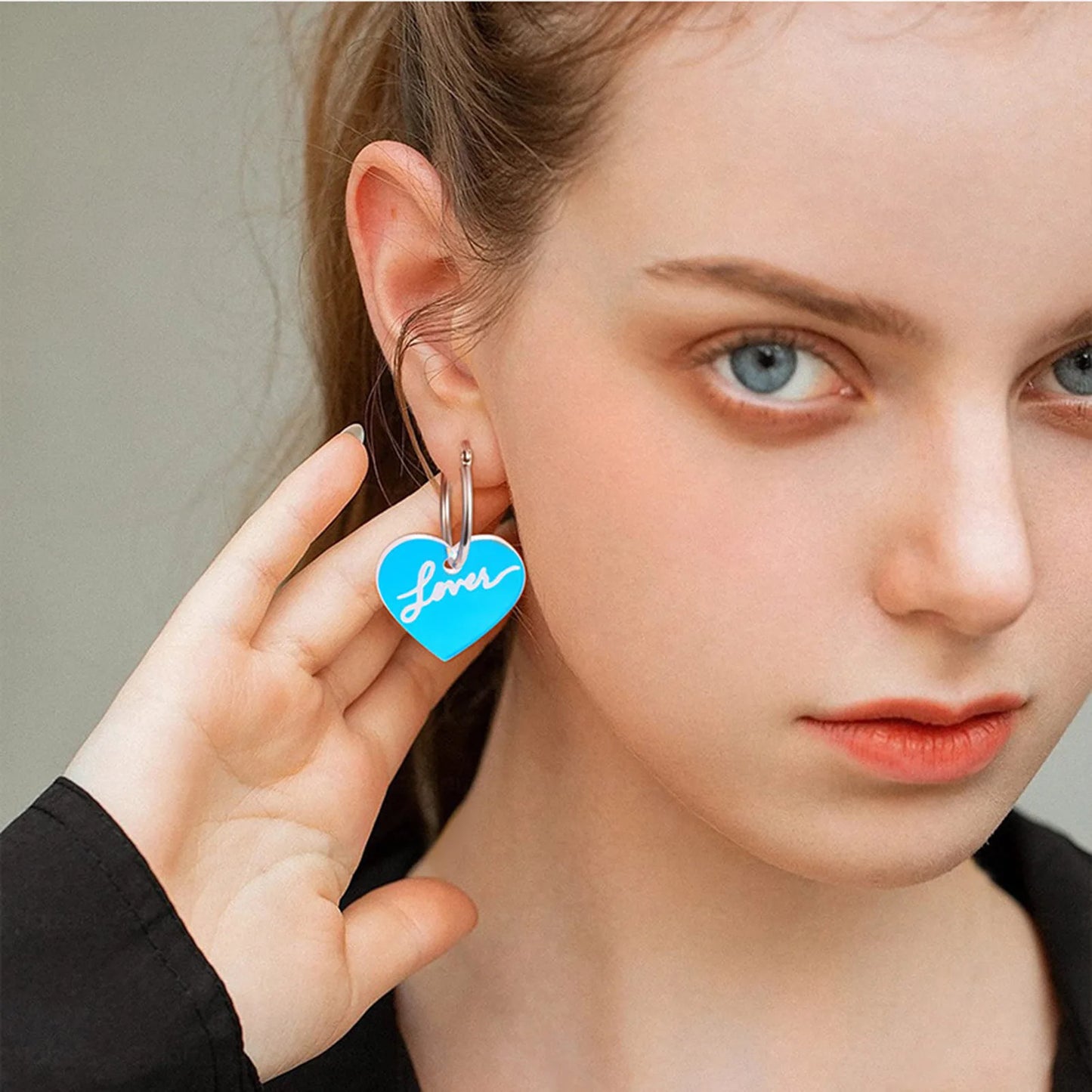 Heart Iridescent Hoop Earrings