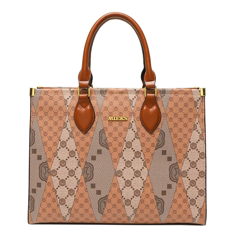 Luxury Leather Tote Women Large Capacity Printed Messenger Bag