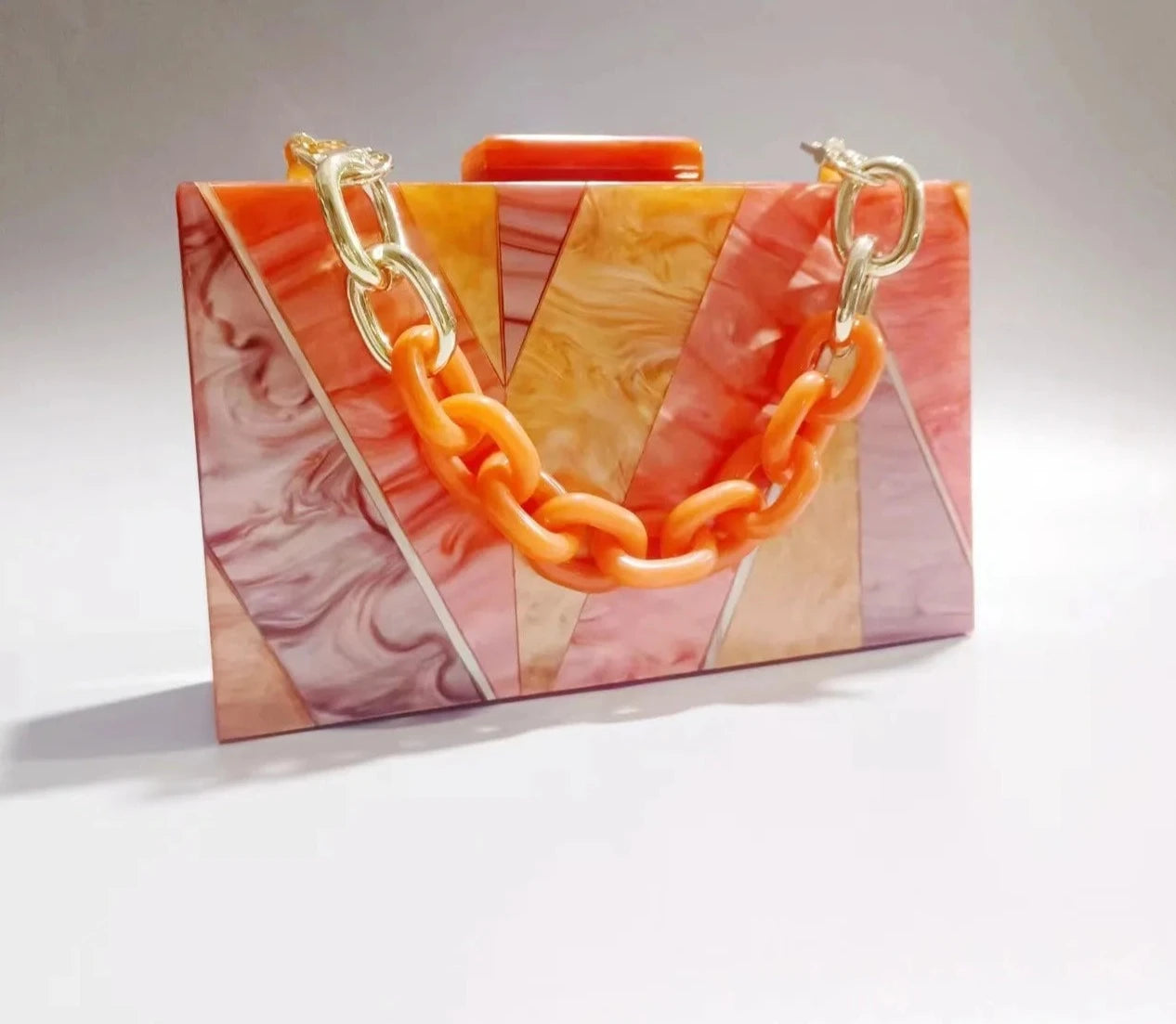Evening Bright Orange Striped Acrylic