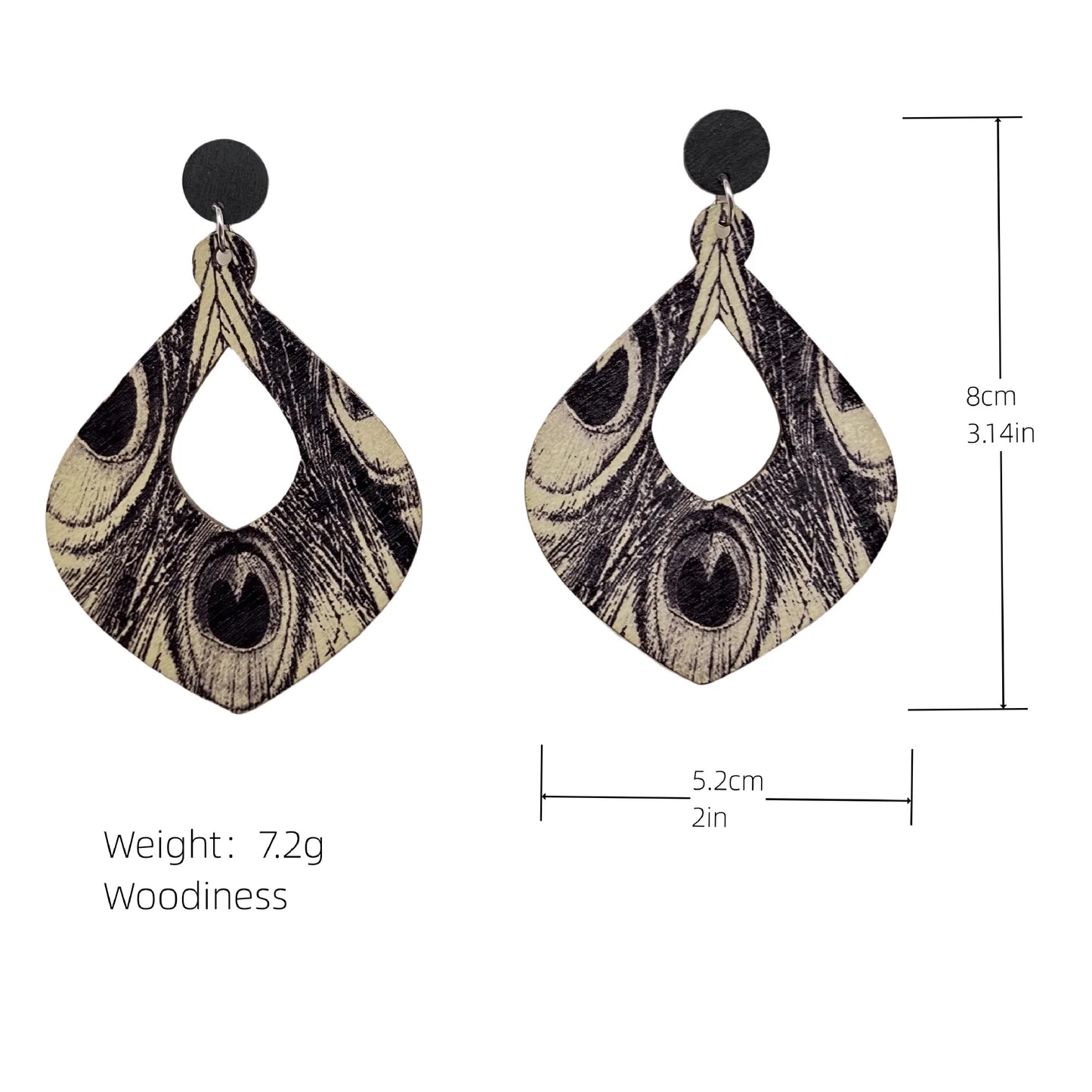 New Bohemian Long Earrings Europe US Exaggerated Personality Baking Paint Color Stripe Wooden Vintage Ethnic Style Ear Ring Gift