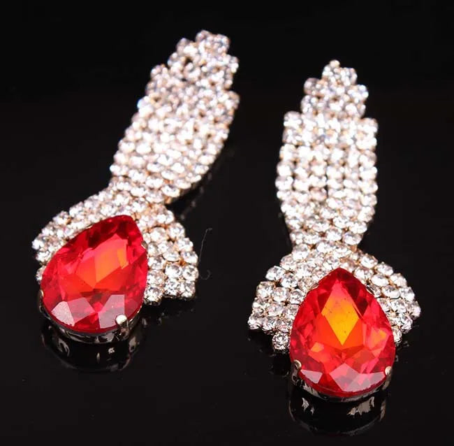 European and American Crystal Big Gemstone Earrings Fashion Temperament Earrings Exaggerated Women's EarringsEuropean and Americ