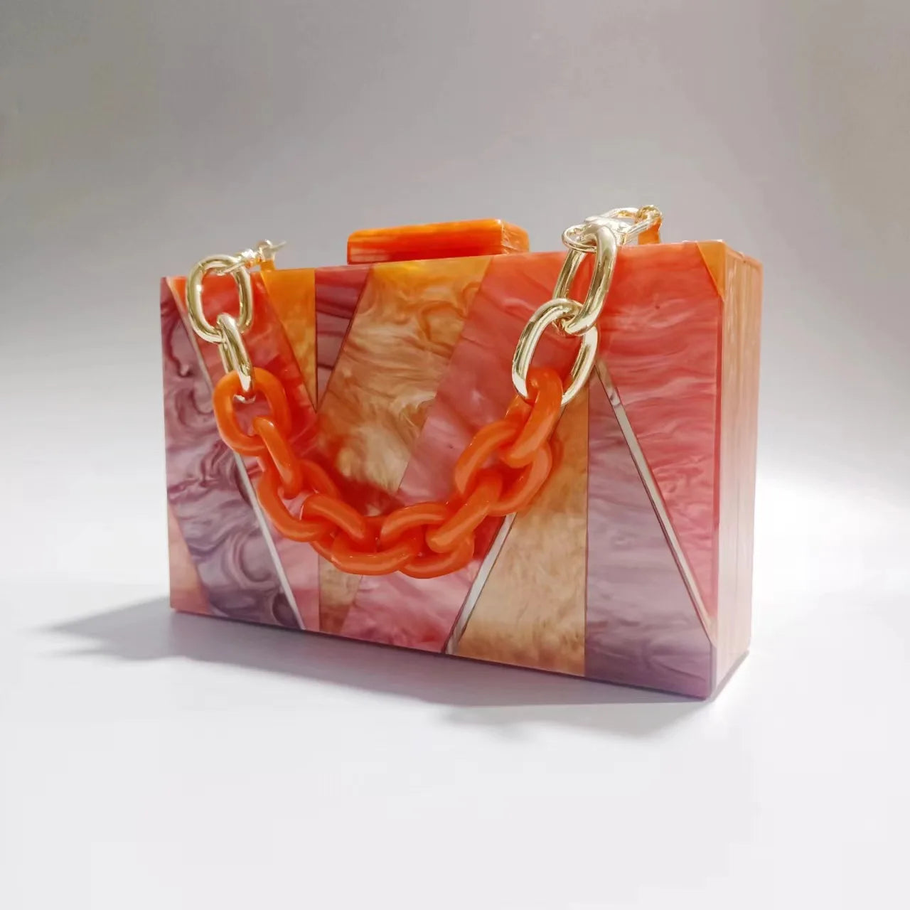 Evening Bright Orange Striped Acrylic