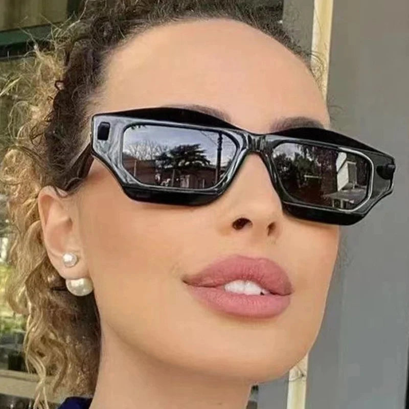 Unique Polygon Cat Eye Sunglasses Women Double Color Shades Retro Brand Designe Men Trending Rivets Gradient Sun Glasses UV400