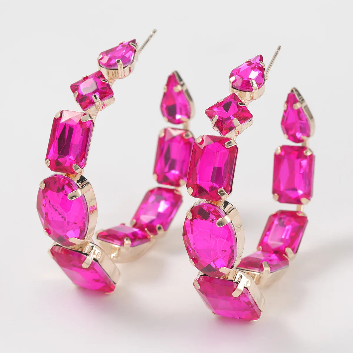 Gorgeous Pageant Sparkle Iridescent Crystal Rhinestone Hoops